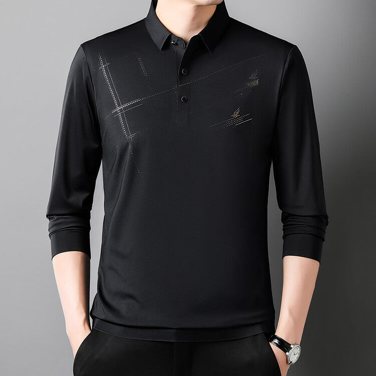 Herren Sportliches Langarm Poloshirt mit innovativem Design Echoarchiv