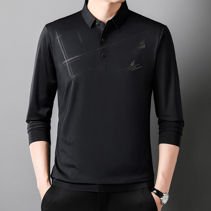 Herren Sportliches Langarm Poloshirt mit innovativem Design Echoarchiv