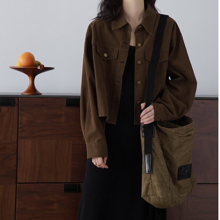 Damen Modische Oversized-Jacke mit Knöpfen und praktischen Taschen Echoarchiv