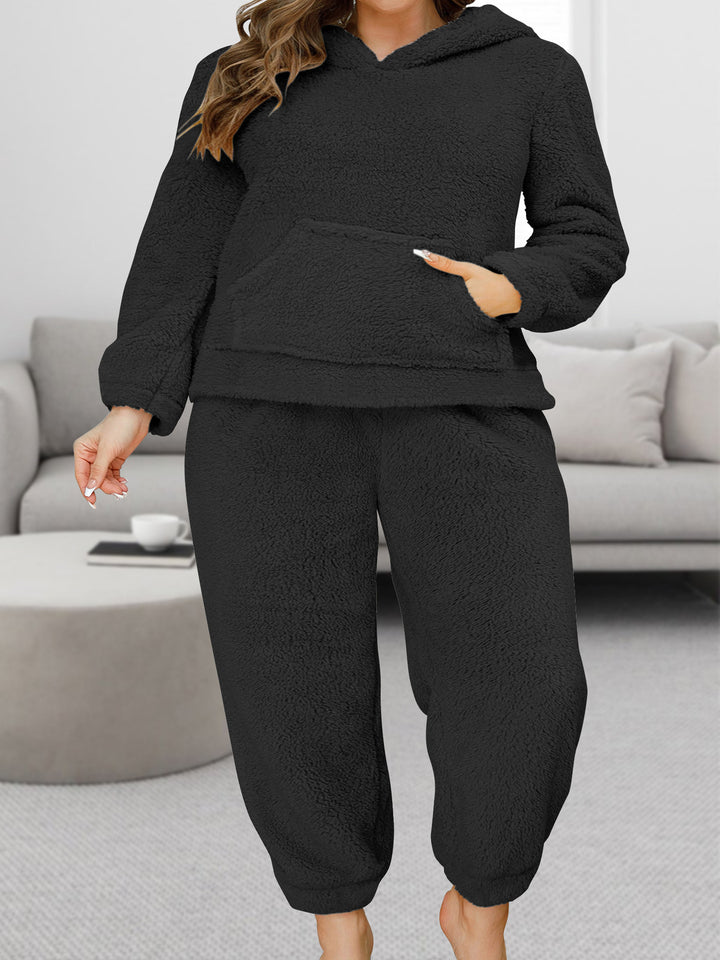 Damen Kuscheliges Teddy-Fleece Lounge-Set mit Kapuzenpullover und Jogginghose echoarchiv-
