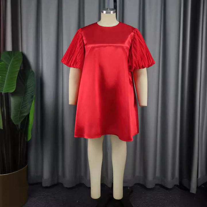 Damen exklusives Satin Kleid mit elegantem Rüschensaum Echo Archiv