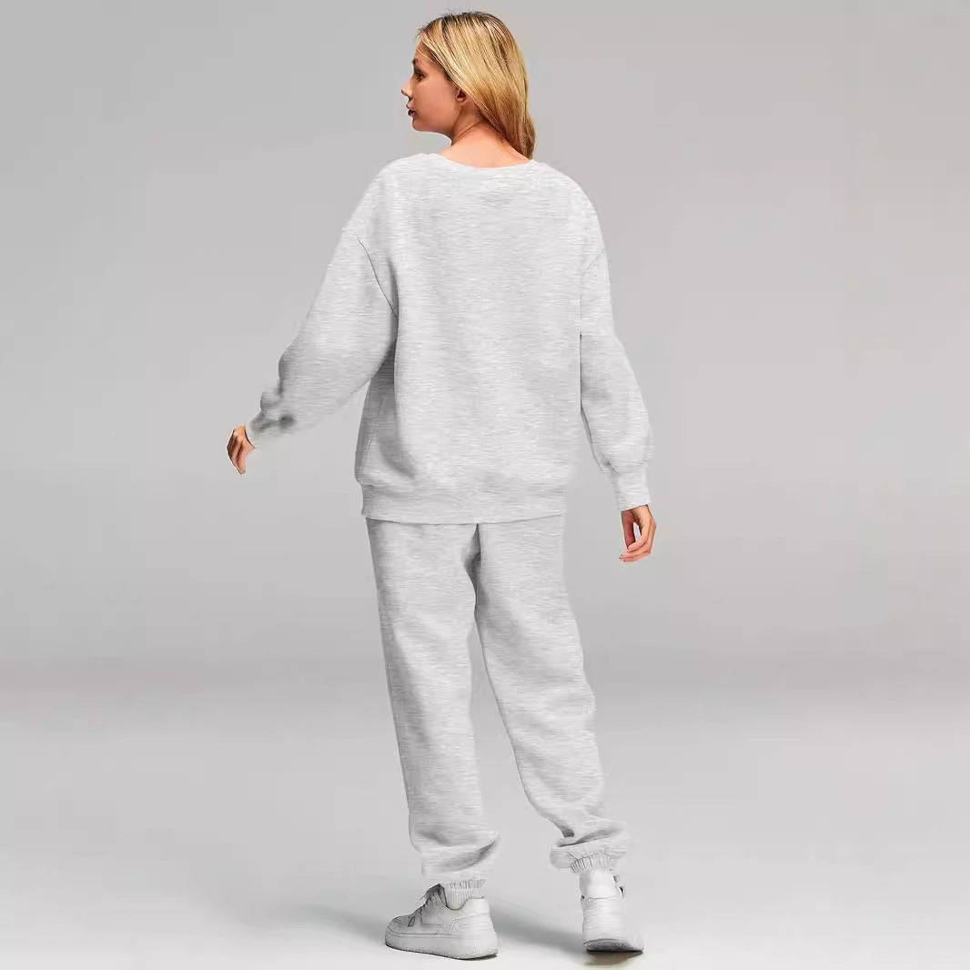 Damen Relaxed-Loungewear-Set mit Oversize Rundhals-Sweatshirt und taillierter High-Waist Jogginghose aus French Terry – Avérine