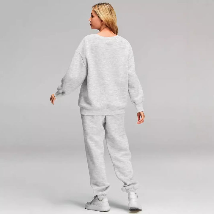 Damen Relaxed-Loungewear-Set mit Oversize Rundhals-Sweatshirt und taillierter High-Waist Jogginghose aus French Terry – Avérine
