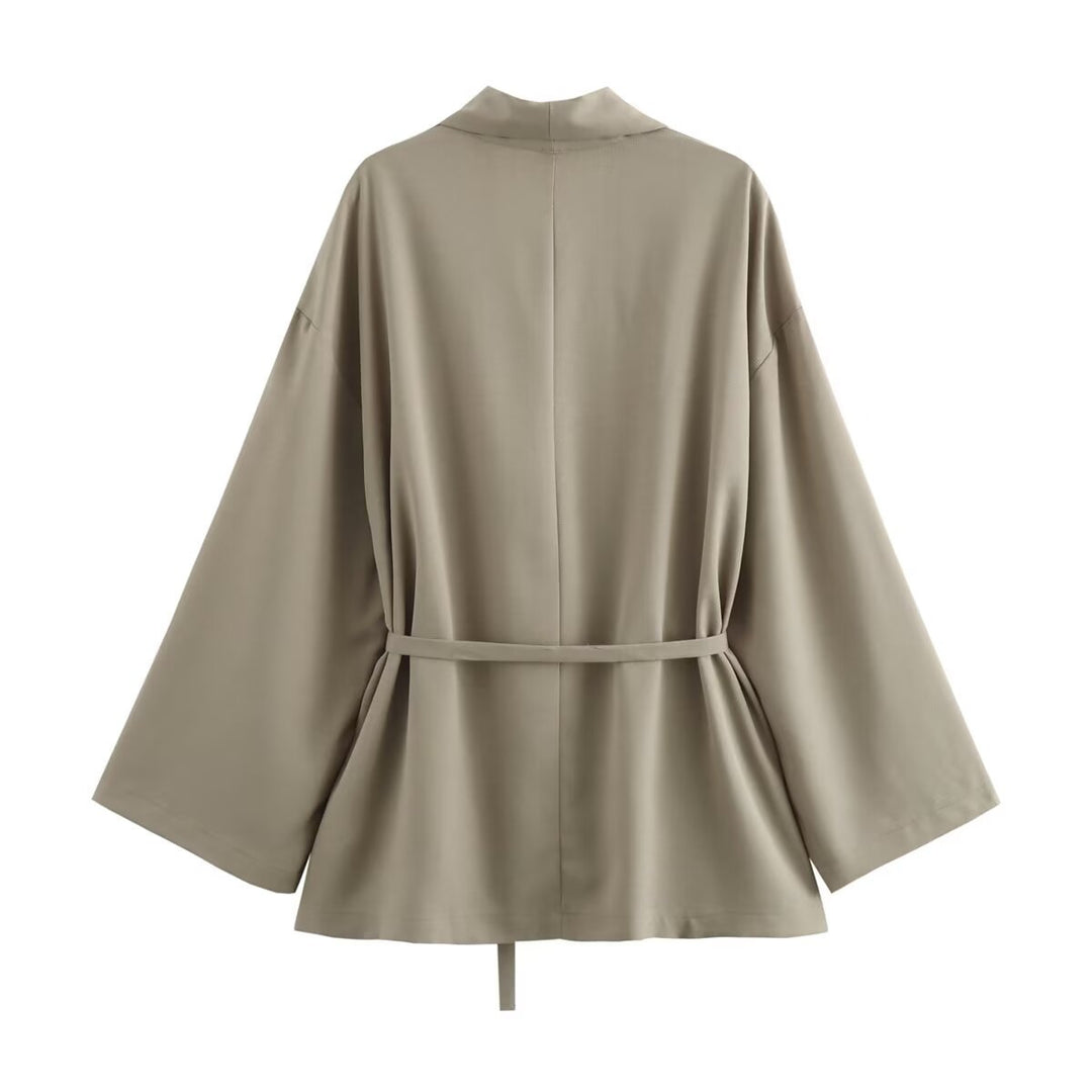 Damen Kimono-Jacke mit Wickelgürtel, weitem Schnitt und Schalkragen Echo Archiv