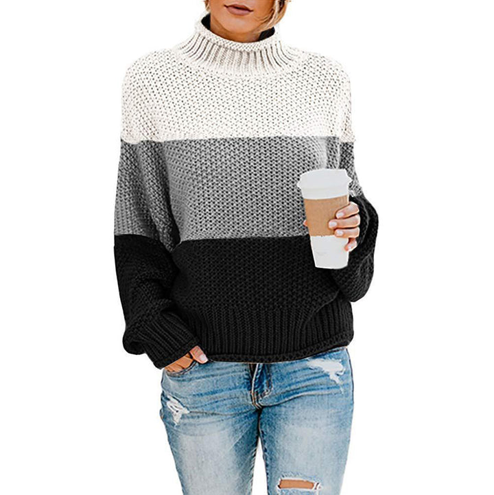 Damen nan grobstrick Rollkragenpullover mit Oversize-Schnitt und Blockstreifen-Optik Echo Archiv
