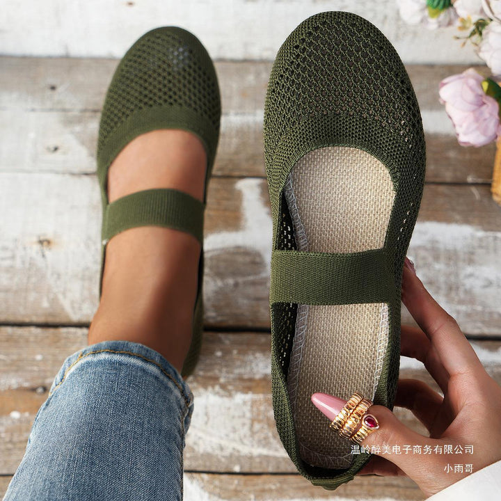 Damen atmungsaktive Slipper mit elegantem Riemendesign und flexibler Sohle Echoarchiv