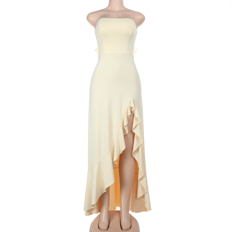 Damen Elegantes Maxikleid mit asymmetrischem Rüschen-Saum Echo Archiv