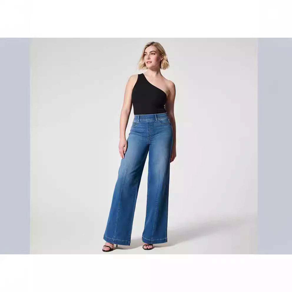 Damen weite High-Waist Jeans mit eleganter Schnittführung und markanten Nahtdetails Echo Archiv