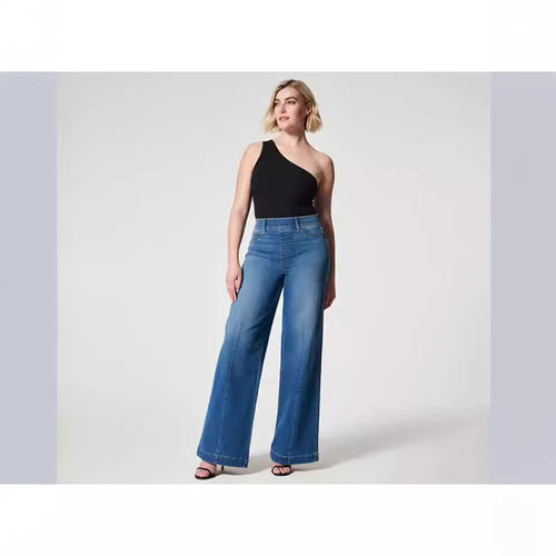 Damen weite High-Waist Jeans mit eleganter Schnittführung und markanten Nahtdetails Echo Archiv