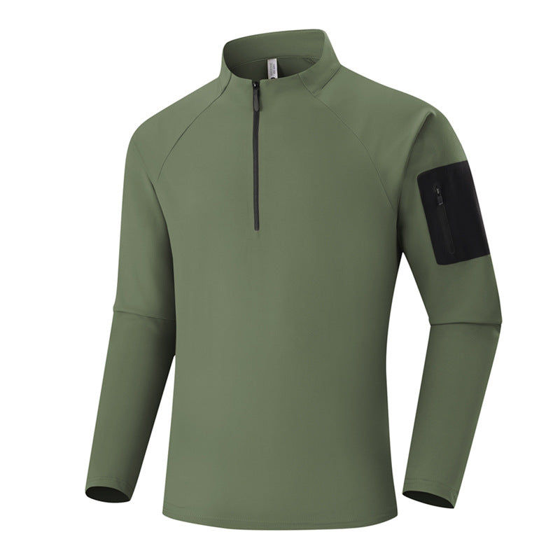 Herren Atmungsaktives Funktions-Langarmshirt mit Stehkragen, 1/4-Reißverschluss und Ärmel-Utility-Tasche Echo Archiv