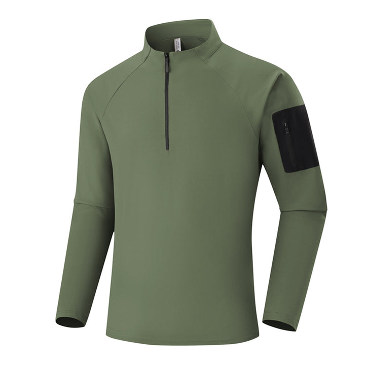 Herren Atmungsaktives Funktions-Langarmshirt mit Stehkragen, 1/4-Reißverschluss und Ärmel-Utility-Tasche Echo Archiv