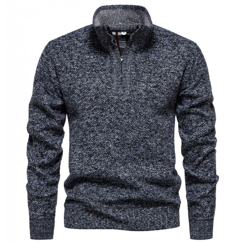 Herren Strickpullover mit halbem Reißverschluss und modischem Strukturdesign Echoarchiv