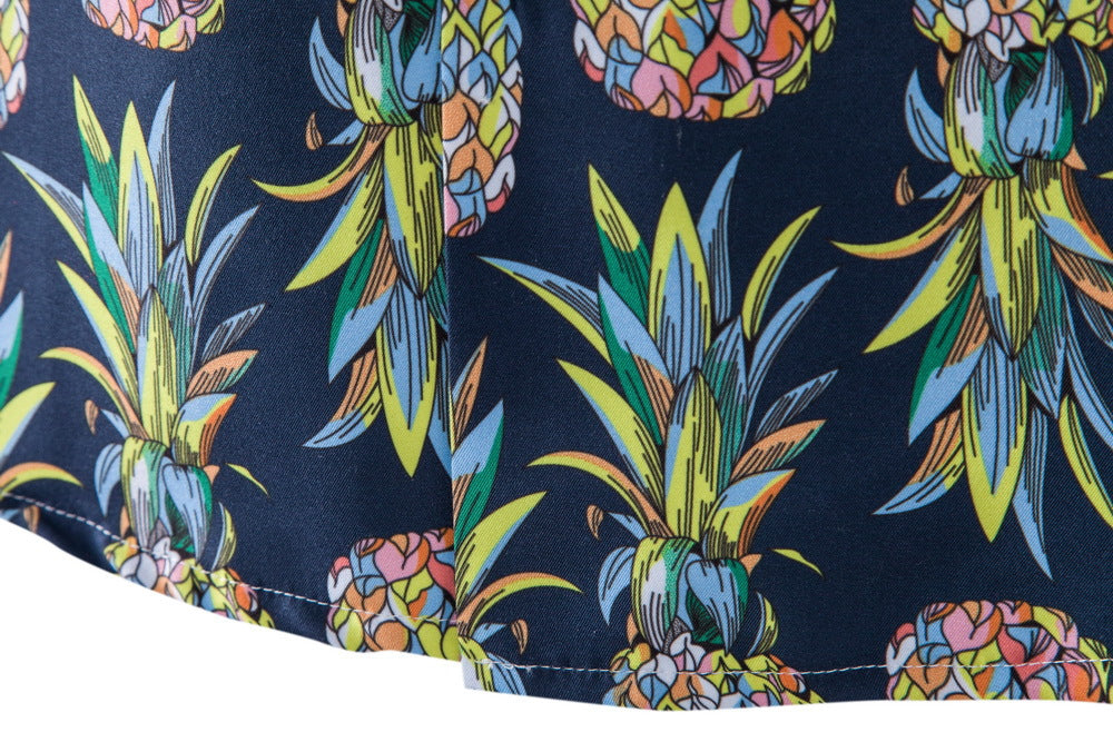 Herren Kurzarmhemd mit fruchtigem Ananas-Motiv und lockerer Passform Echoarchiv