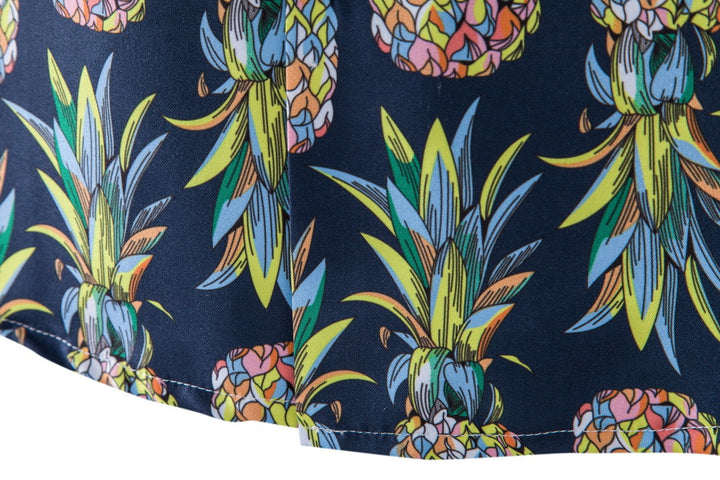Herren Kurzarmhemd mit fruchtigem Ananas-Motiv und lockerer Passform Echoarchiv
