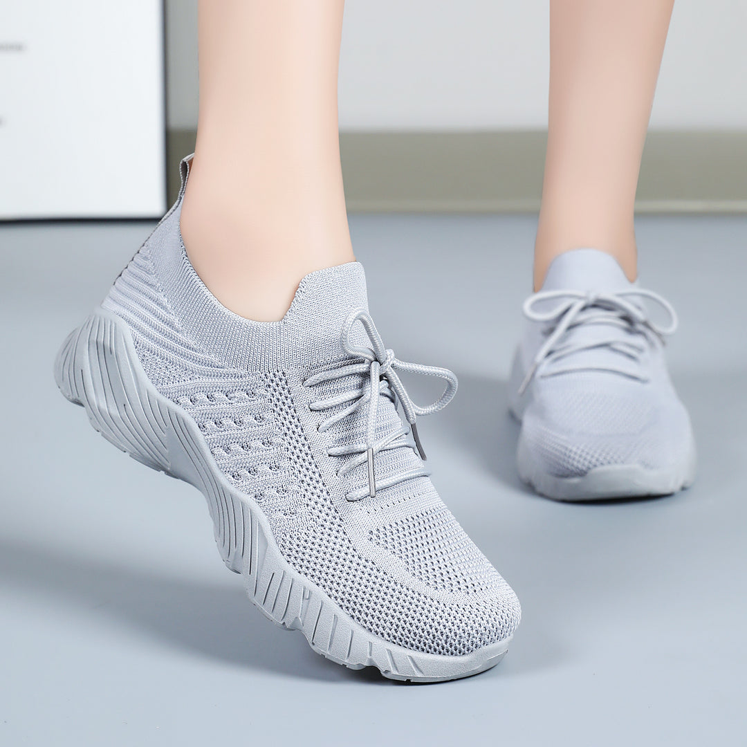 Damen nan nahtloser Strick-Sneaker mit elastischem Einstieg, gepolsterter EVA-Keilsohle und Zuglasche Echo Archiv