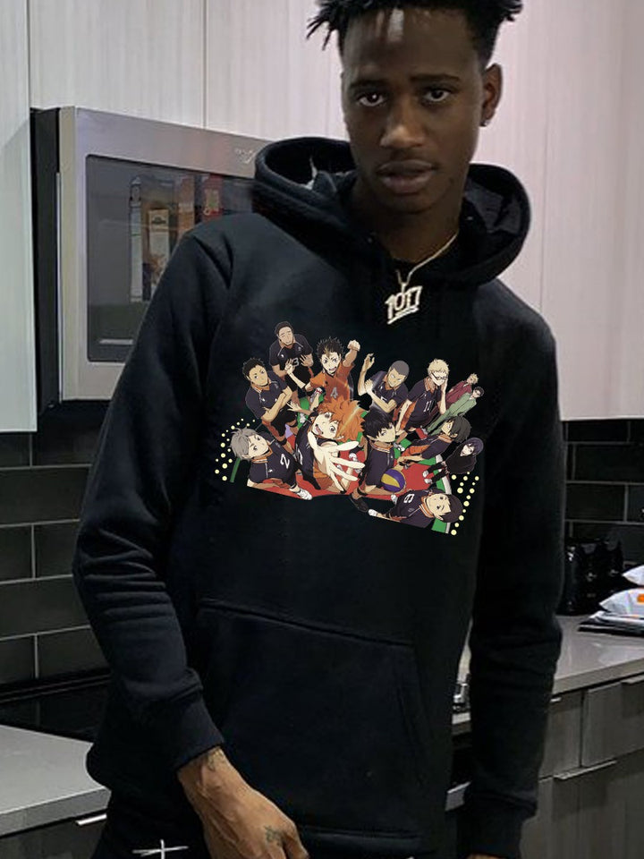 Herren Hoodie mit stylishem Anime-Druck Echoarchiv