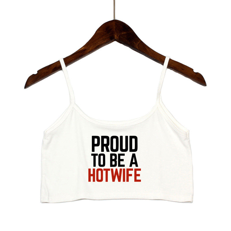 Damen Crop-Top mit modernen Schriftzügen und verstellbaren Trägern Echo Archiv