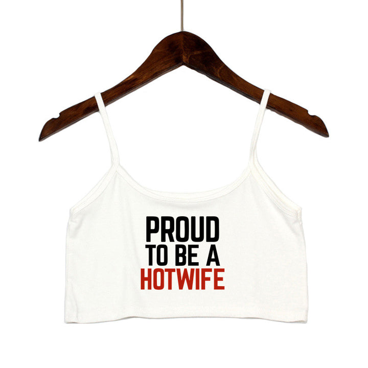 Damen Crop-Top mit modernen Schriftzügen und verstellbaren Trägern Echo Archiv