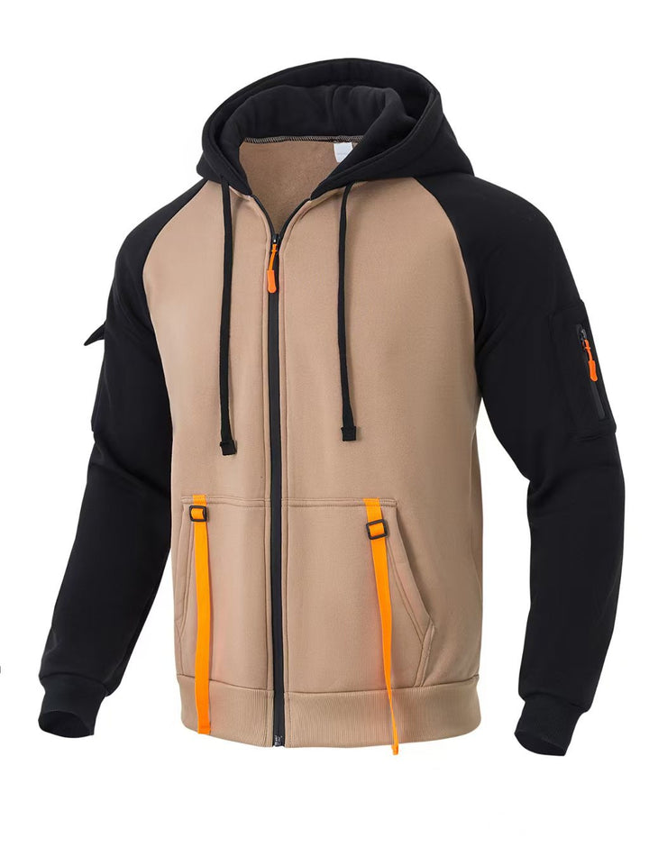 Herren modische Zip-Hoodiejacke mit funktionalen Taschen Echoarchiv