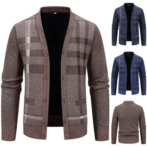 Herren Strickjacke mit modischem Karomuster und praktischen Knöpfen Echoarchiv