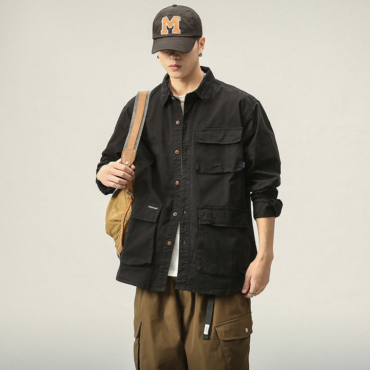 Herren Militärinspirierte Fieldjacke mit Mehrfach-Taschen und lockerem Schnitt Echo Archiv