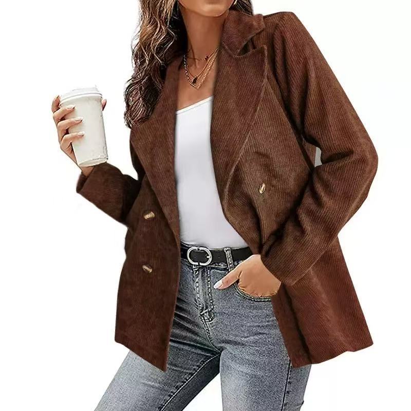 Damen Echoarchivrnes Cordblazer mit lässigem Schnitt und praktischen Taschen Echoarchiv
