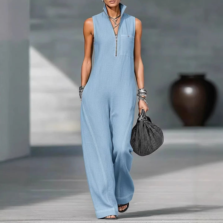 Damen Utility-Jumpsuit mit hochgeschlossenem Kragen und tiefem Reißverschluss Echo Archiv