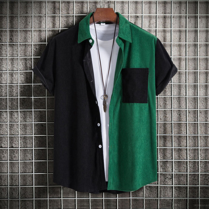 Herren Kurzarmhemd mit unterschiedlichen Texturen und modernem Design Echoarchiv