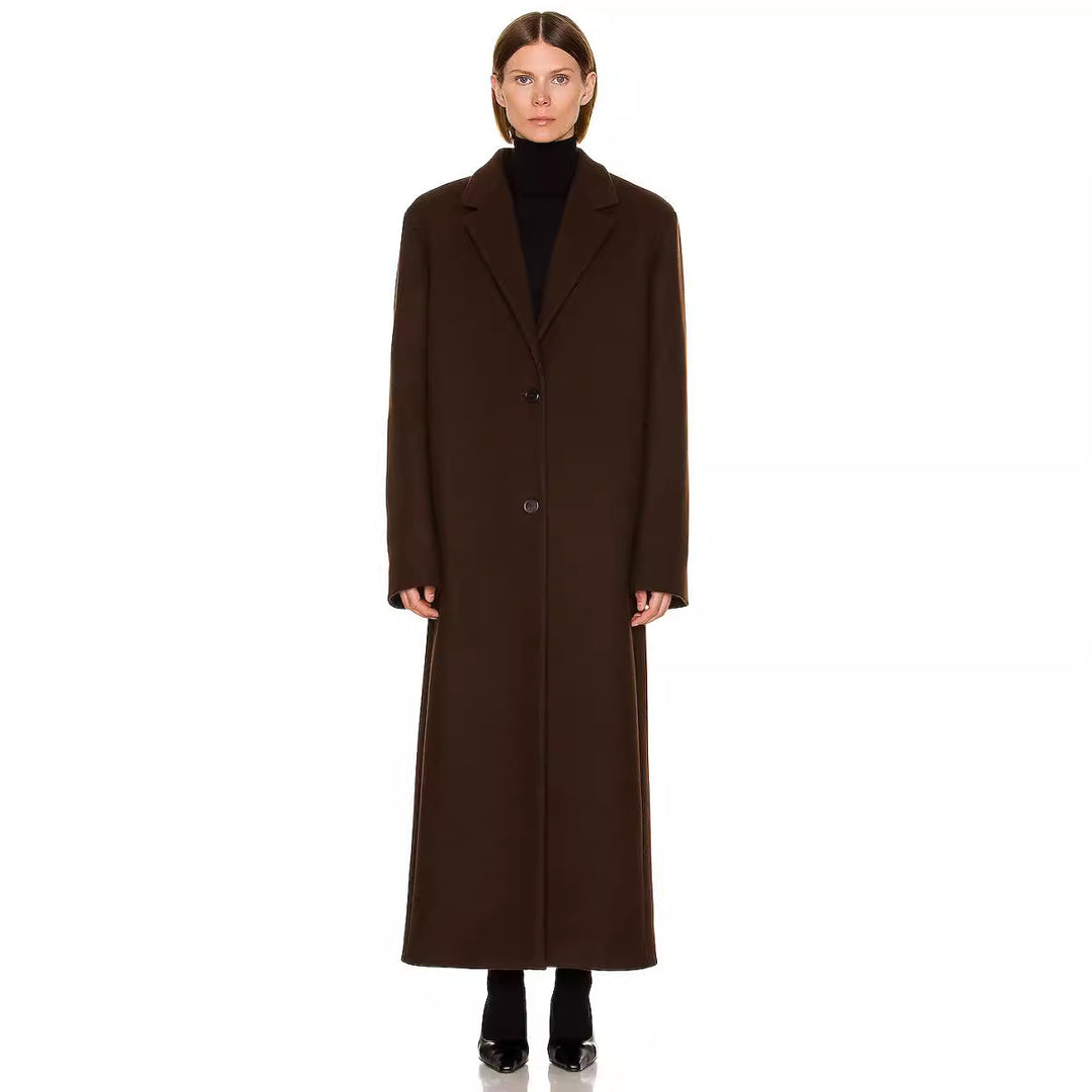 Damen Maximaler Einreihiger Mantel im Oversize‑Schnitt mit klassischem Revers Echoarchiv