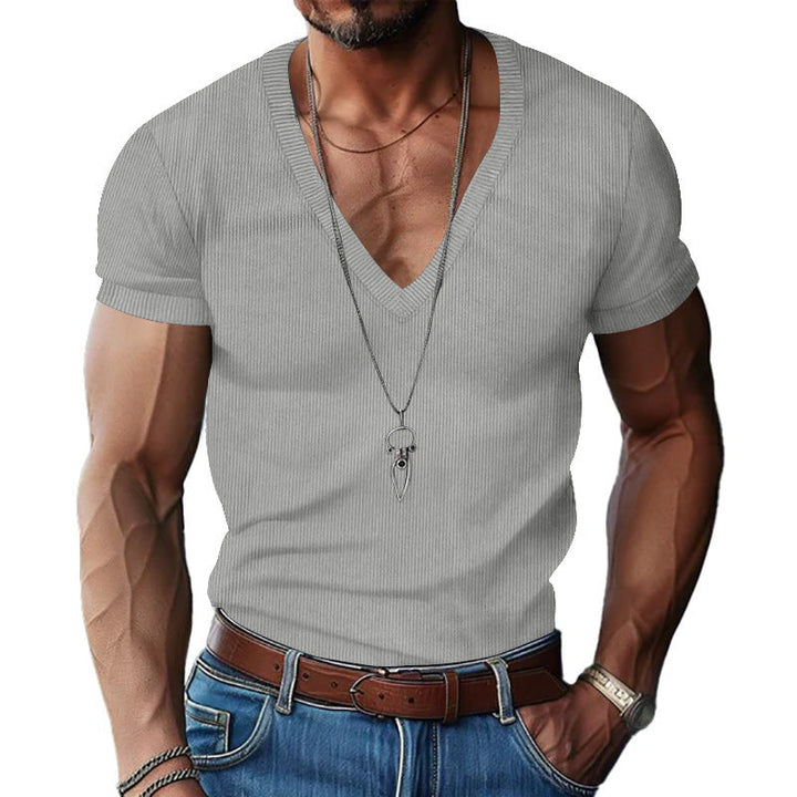Herren Kurzarm V-Ausschnitt T-Shirt Echoarchiv