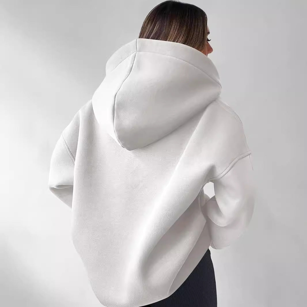 Damen Oversized Kapuzenpullover mit halbem Reißverschluss Echoarchiv