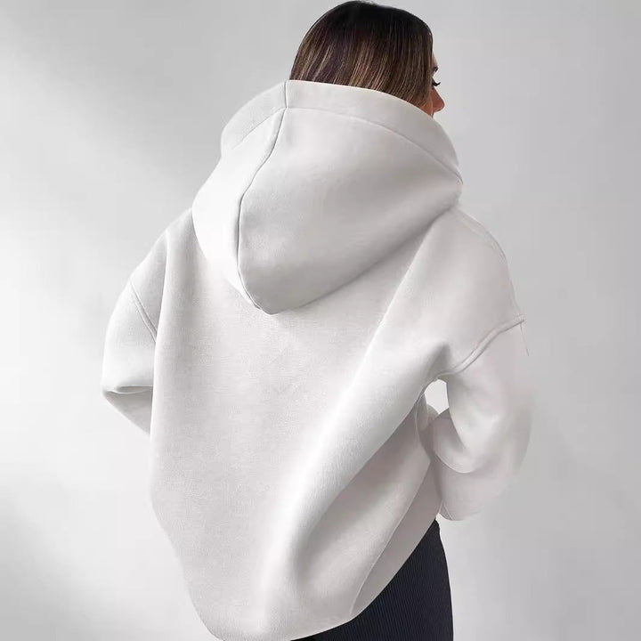 Damen Oversized Kapuzenpullover mit halbem Reißverschluss Echoarchiv