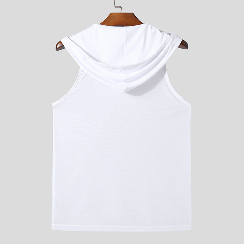 Herren Atmungsaktives Sport-Tanktop mit Kapuze und praktischer Schnürung Echoarchiv