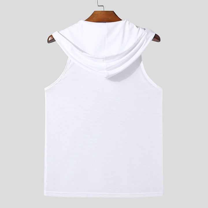 Herren Atmungsaktives Sport-Tanktop mit Kapuze und praktischer Schnürung Echoarchiv