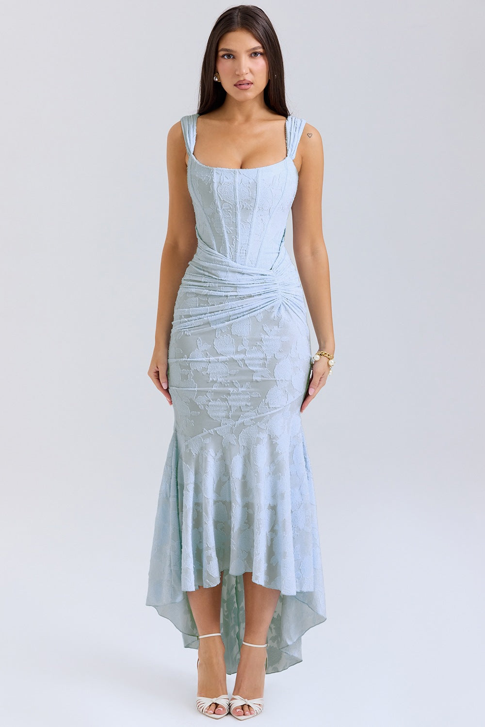 Damen Elegantes Maxikleid mit raffinierten Rüschen und schmeichelndem Schnitt Echoarchiv