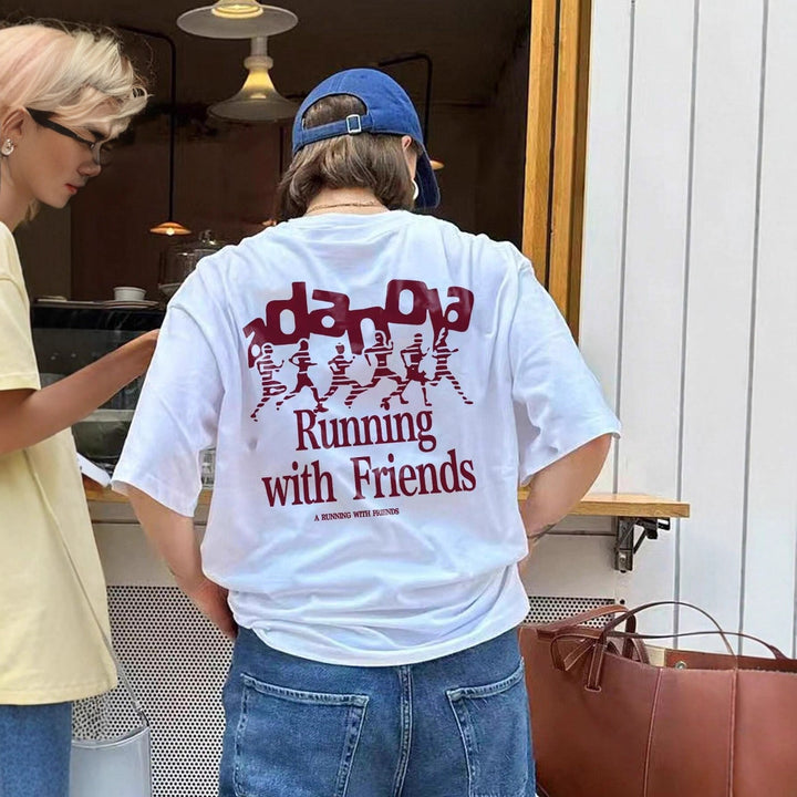Damen Oversized T-Shirt mit kreativem Schriftzug und lässigem Schnitt Echo Archiv