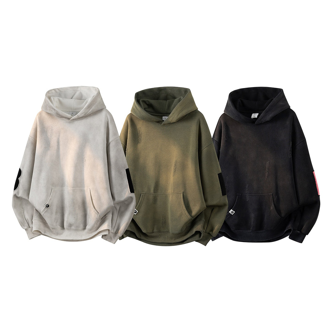 Unisex Oversize Kapuzenpullover mit handschriftlichem Grafik-Print, Kängurutasche & geripptem Saum Echoarchiv