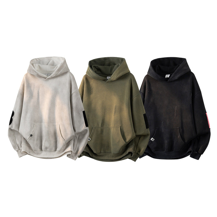 Unisex Oversize Kapuzenpullover mit handschriftlichem Grafik-Print, Kängurutasche & geripptem Saum Echoarchiv