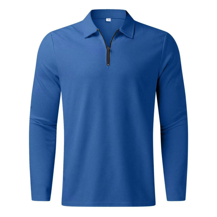 Herren modisches Langarm-Polohemd mit innovativer Reißverschlussöffnung und atmungsaktivem Design Echoarchiv
