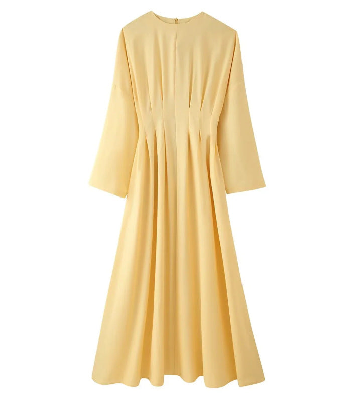 Damen Maxikleid mit plissierten Oberteilfalten, weitem Rock und langen Glockenärmeln Echo Archiv