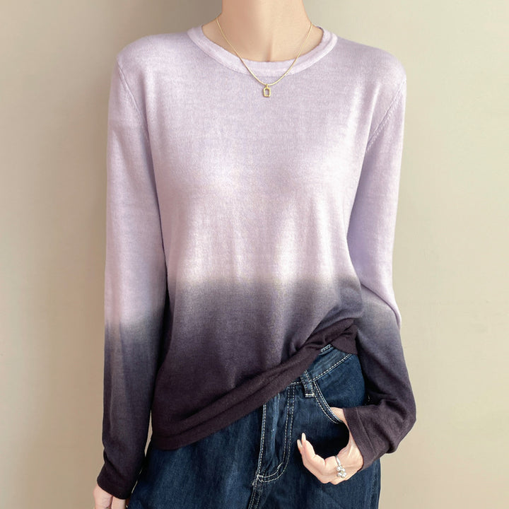 Damen Leichter Verlauf-Feinstrickpullover mit Rundhalsausschnitt und lockerer Passform Echoarchiv