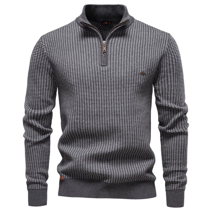 Herren Strickpullover mit modernem Zipper und strukturiertem Design Echoarchiv