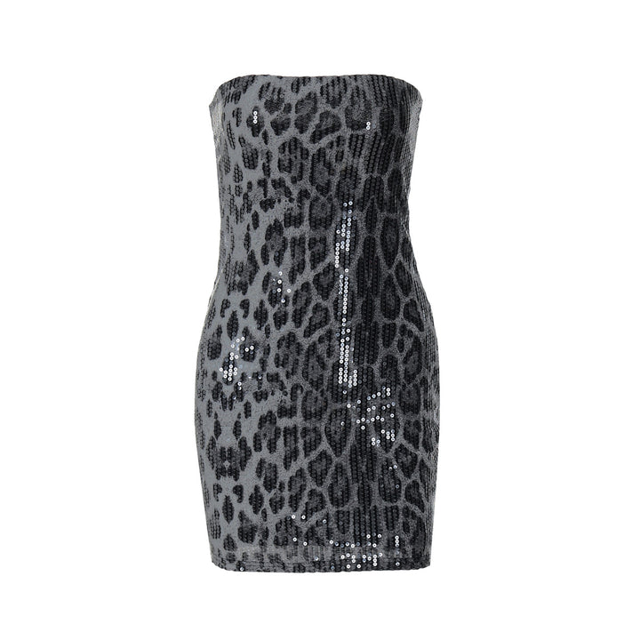 Damen Glamouröses Minikleid im Leopardenmuster mit Glitzereffekten Echo Archiv