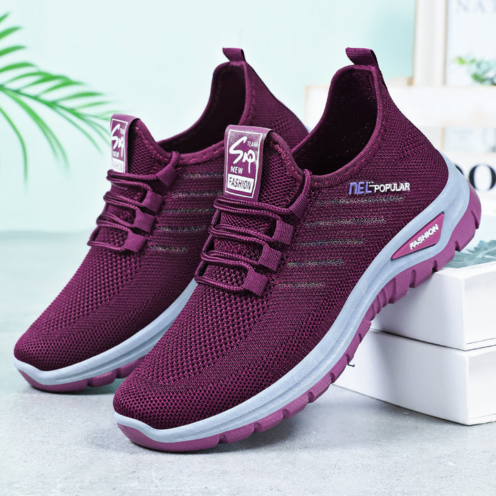 Damen nan leichte gestrickte Freizeitsneaker mit elastischem Schnellzug-Kordelsystem und stoßdämpfender EVA-Sohle Echo Archiv