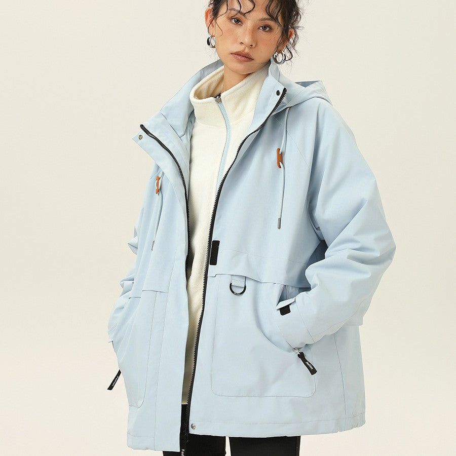 Damen Kapuzen-Utility-Parka mit wasserdichter Membran, großen Fronttaschen & verstellbarem Saum Echo Archiv