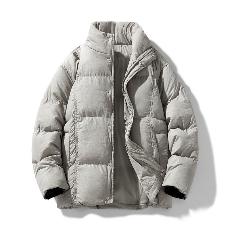 Männer gesteppte thermisch isolierte Winterjacke mit hohem Stehkragen und verdeckter Druckknopfleiste – Marzano