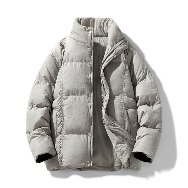 Männer gesteppte thermisch isolierte Winterjacke mit hohem Stehkragen und verdeckter Druckknopfleiste – Marzano