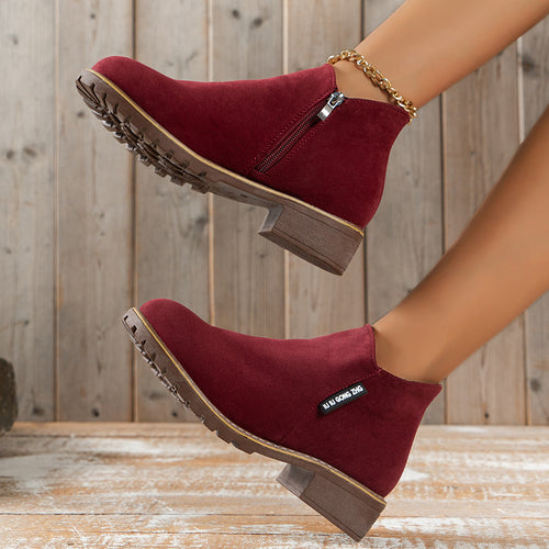 Damen nan elegante Chelsea-Ankleboot aus Veloursoptik mit seitlichem Reißverschluss und profilstarker Laufsohle Echo Archiv