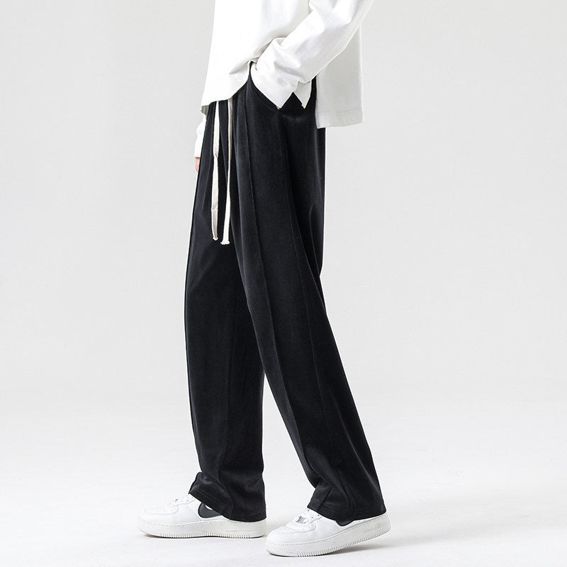 Herren Weite Velours-Jogginghose mit elastischem Bund und Kordelzug Echo Archiv