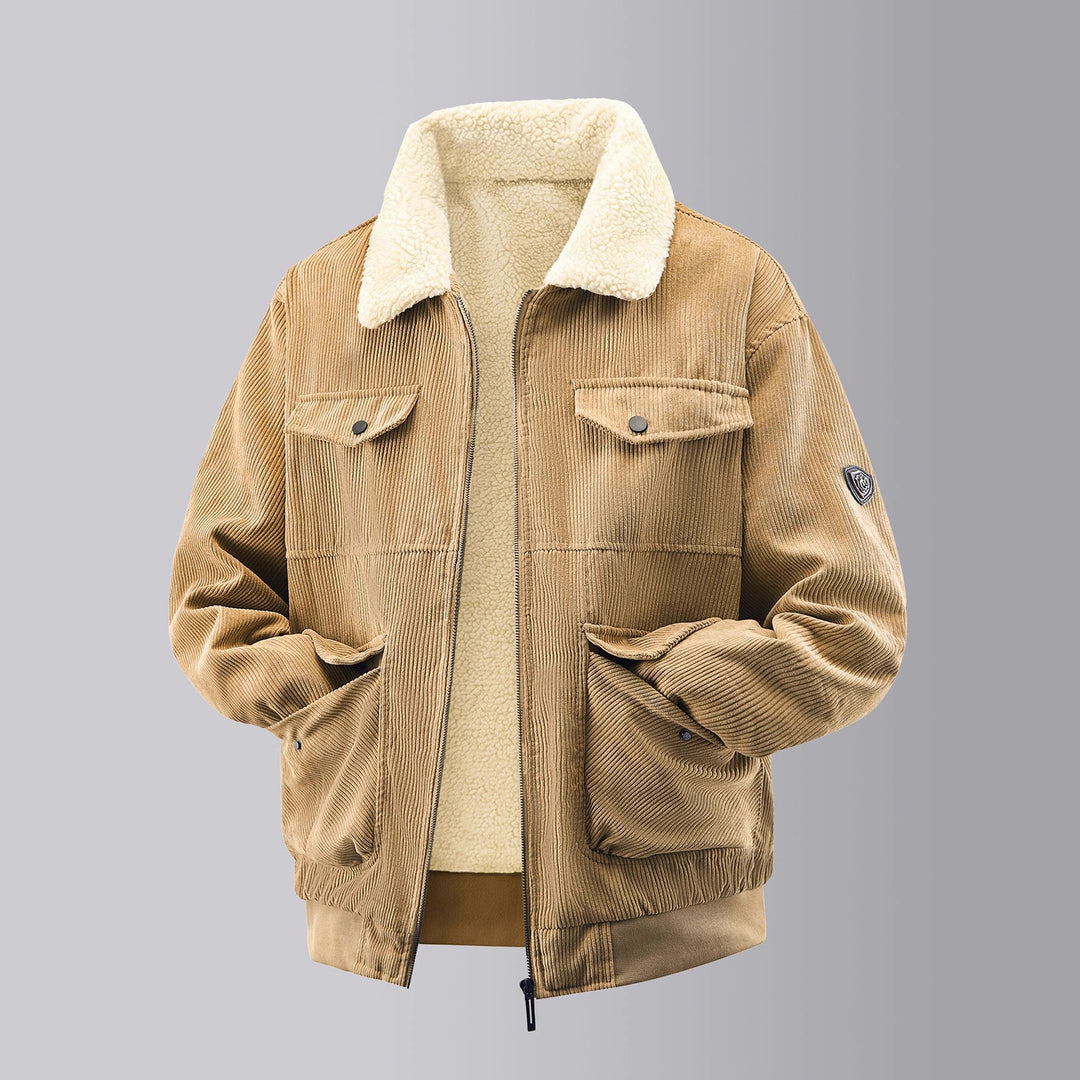 Herren kuschelige Teddy-Fleecejacke mit praktischen Brusttaschen und elastischen Bündchen Echoarchiv